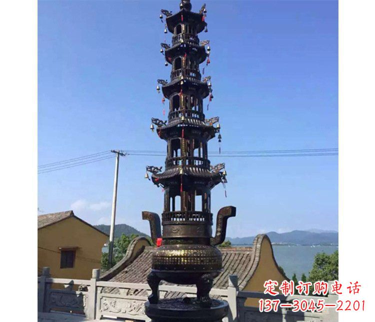 天津铜雕寺庙大型多层香炉