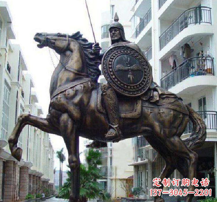 天津铜雕西方骑马的人物