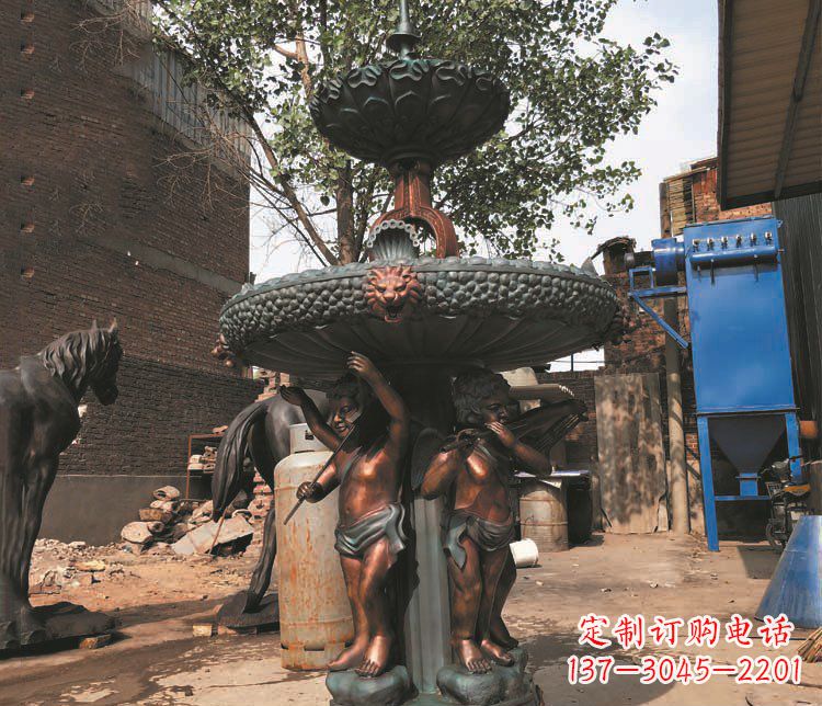 天津铜雕西方人物喷泉景观雕塑