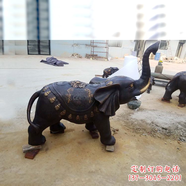 天津铜雕小象雕塑摆件