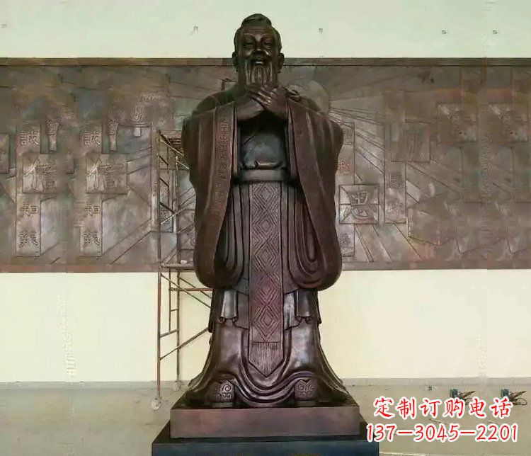 天津铜雕校园孔子文化雕塑摆件 (2)