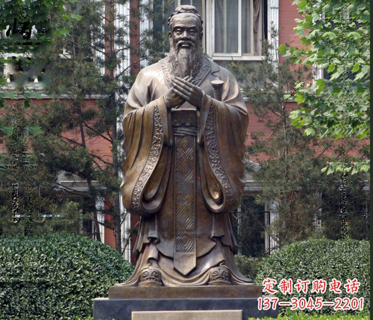 天津铜雕学校孔子圣人雕塑摆件 (2)