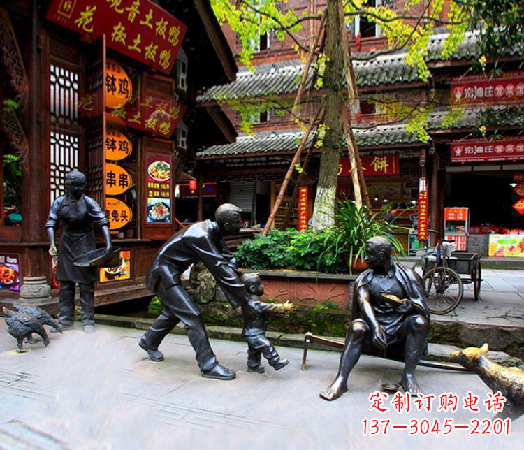 天津铜雕学走路儿童街道人物雕塑