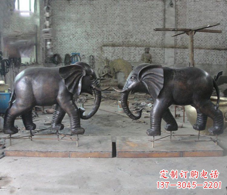 天津铜雕园林动物大象雕塑 (2)