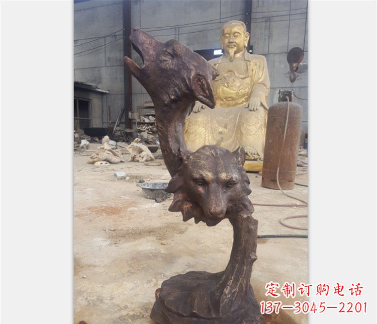 天津铜雕园林金钱豹动物雕塑