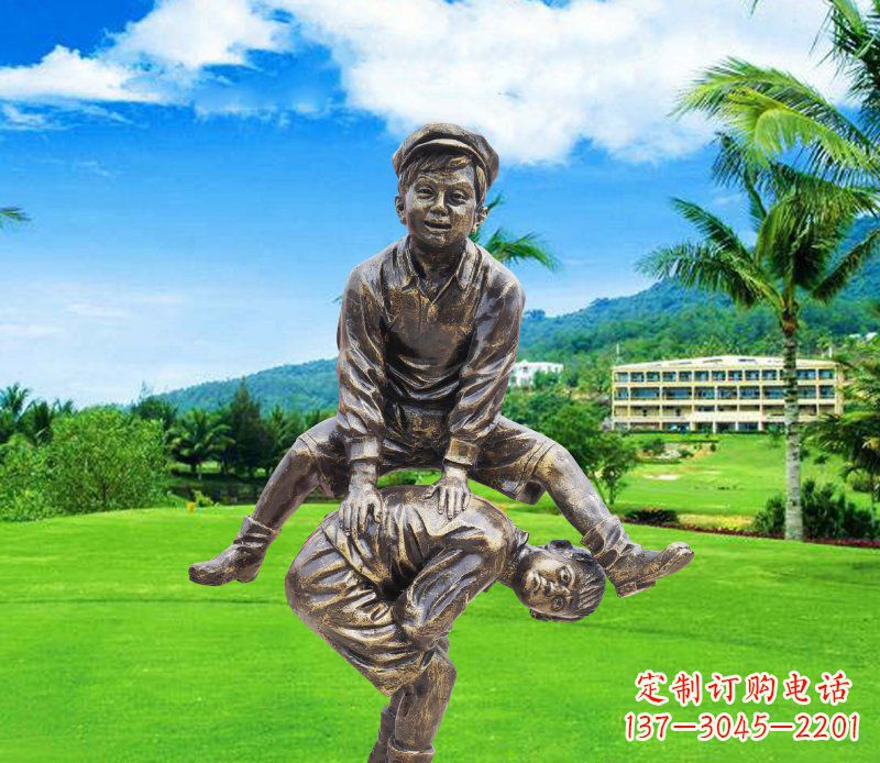 天津铜雕园林玩游戏儿童雕塑