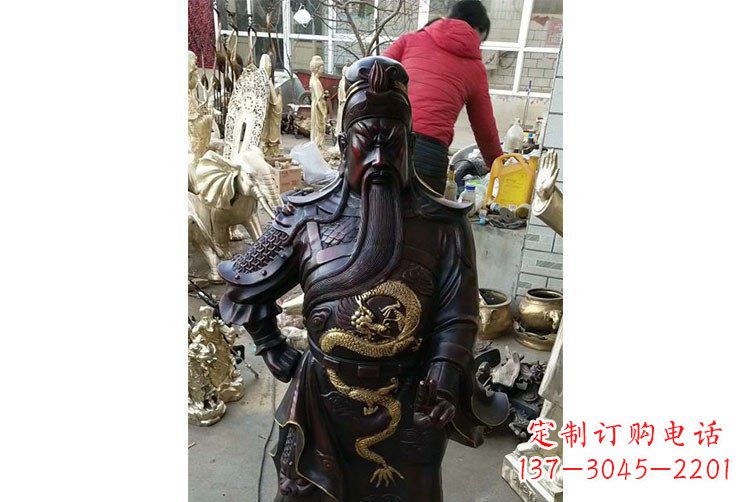 天津铜雕镇宅关公寺庙神像雕塑摆件 (4)