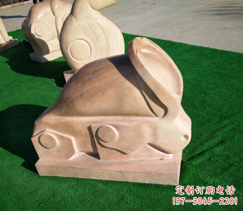 天津晚霞红抽象十二生肖石雕