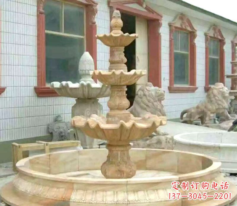 天津晚霞红大型喷泉石雕 (3)