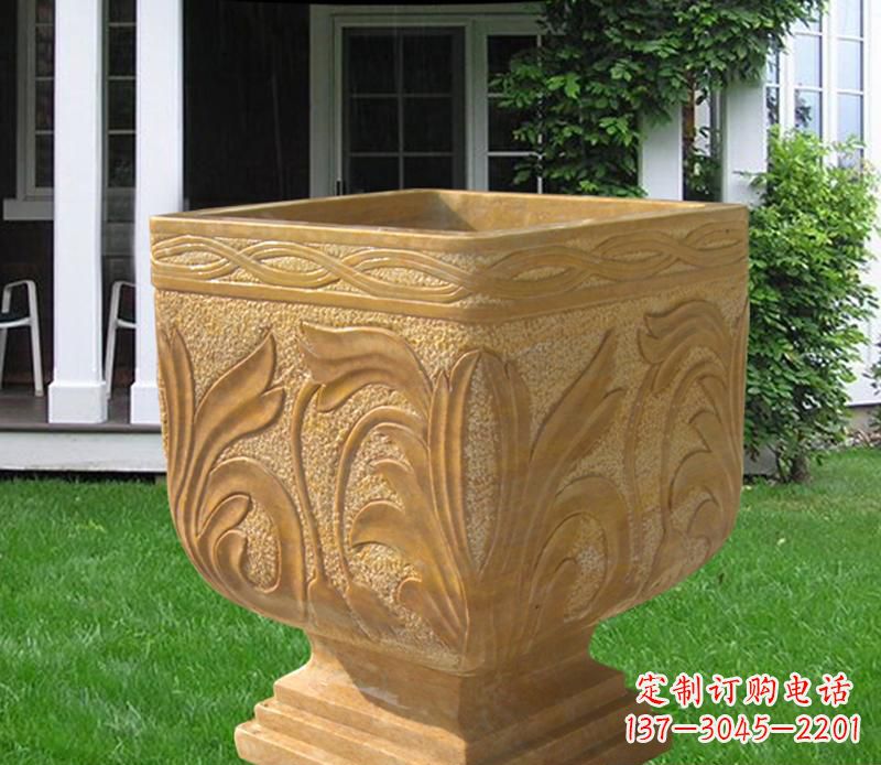 天津晚霞红雕刻景观花盆雕塑