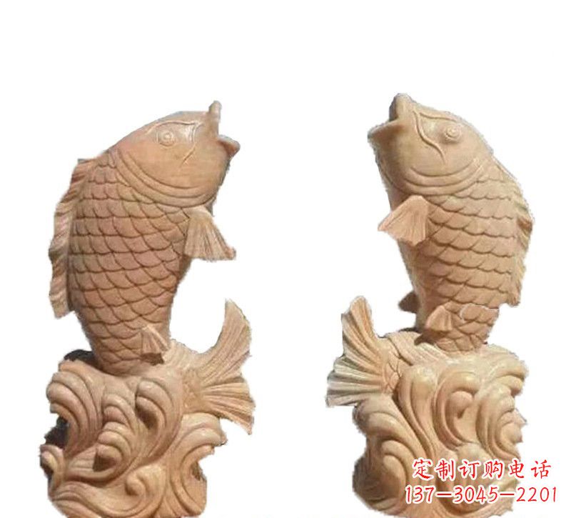 天津晚霞红公园喷水鲤鱼石雕