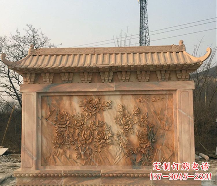 天津晚霞红公园影壁雕塑