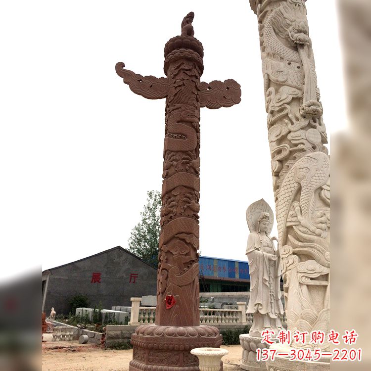天津晚霞红华表石柱