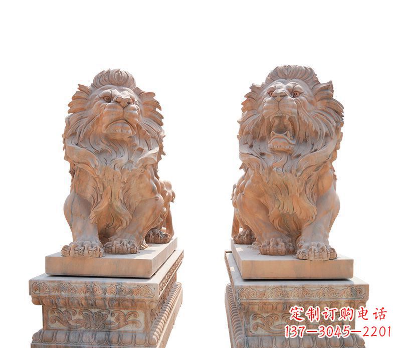 天津晚霞红欧式狮子雕塑