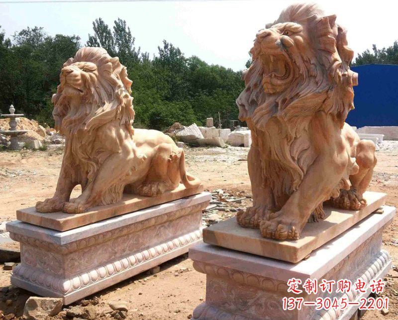 天津晚霞红欧式狮子雕塑222