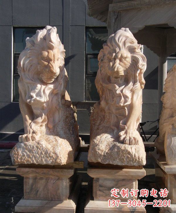 天津晚霞红欧式狮子石雕