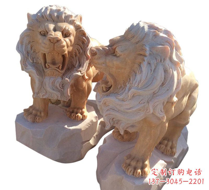 天津晚霞红欧式西洋狮子雕塑