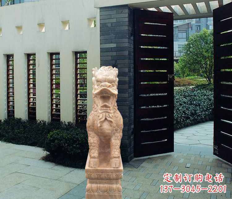 天津晚霞红瑞兽麒麟雕塑
