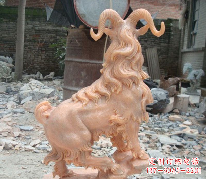 天津晚霞红山羊石雕