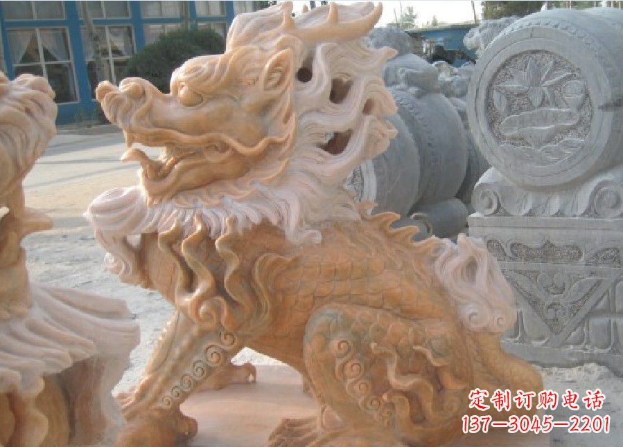 天津晚霞红神兽麒麟雕塑