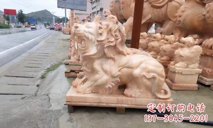 天津晚霞红狮子雕塑