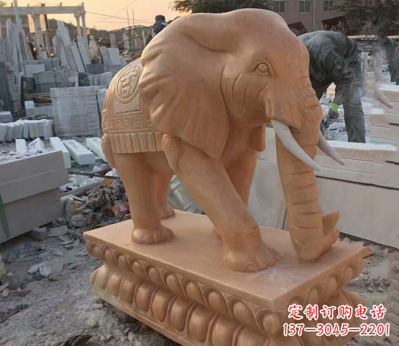 天津晚霞红元宝招财大象