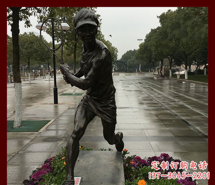 天津网球运动人物铜雕