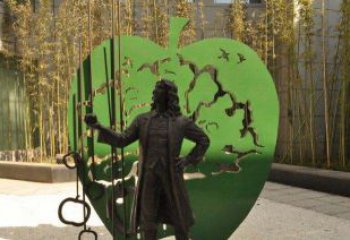 天津拿着苹果的牛顿西方名人铜雕