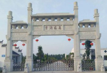 天津独特艺术风格的农村三门牌坊石雕
