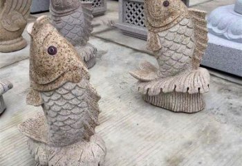 天津花岗岩石雕-鲤鱼雕塑