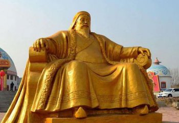 天津雕刻古代传奇军事家成吉思汗铜雕像