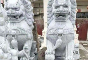 天津象征力量的大理石狮子石雕