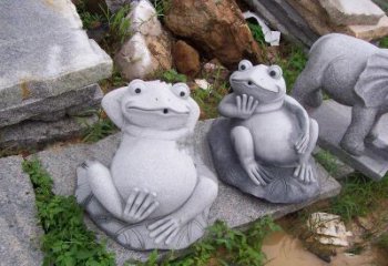 天津别具一格的青石青蛙喷水雕塑