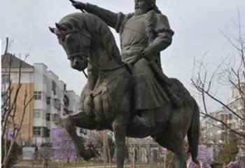 天津精致雕刻成吉思汗青铜骑马