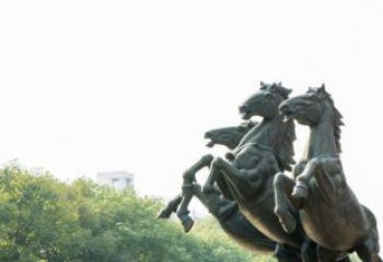 天津中领雕塑出品，精美青铜三匹马铜雕塑
