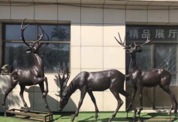 天津群鹿铜雕塑，艺术精雕细琢