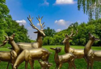 天津群雄逐鹿，高贵精美的鹿雕塑