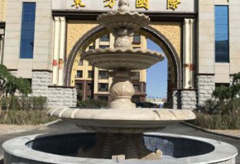 天津三层欧式喷泉石雕，为小区增添质感