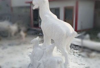 天津三羊开泰石雕动物摆件，让你的家中充满招财运
