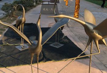 天津上海不锈钢动物鹤雕塑，精美绝伦