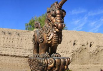 天津神兽獬豸古铜雕塑摆件