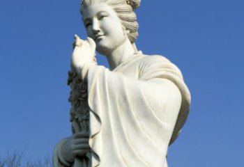 天津十二花神之三月桃花息夫人汉白玉精美美女雕像