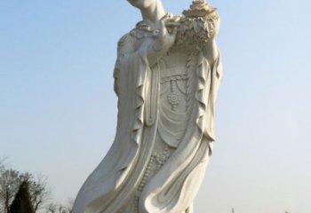 天津古典美女雕塑——十二花神之四月牡丹杨玉环汉白玉