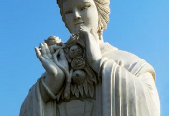 天津石榴之美——十二花神之五月石榴李氏汉白玉古代美女雕像