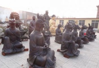 天津定制十二生肖头像铜雕