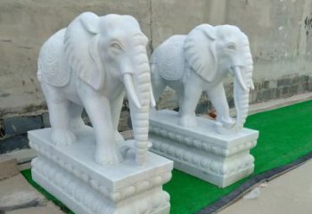 天津中领雕塑：精美大象汉白玉雕塑