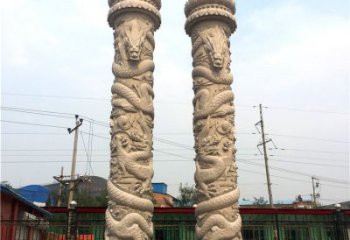 天津石雕华表盘龙柱，雕塑工艺的精美展示
