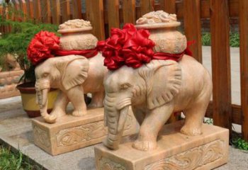 天津把大象的能量带入家庭——石雕聚宝盆大象雕塑