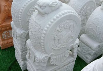 天津中领雕塑|精美石雕貔貅汉白玉门墩