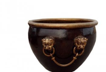 天津铜雕圆形荷花水缸雕塑 (4)